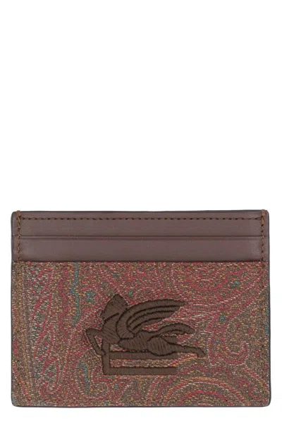 Etro Coated Canvas Card Holder In Brown
