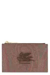 Etro Women's Coated Canvas Card Holder In Burgundy