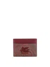 Etro Coated Canvas Card Holder With Paisley Motif In Brown