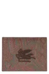 Etro Embroidered Synthetic Leather Wallet In Brown