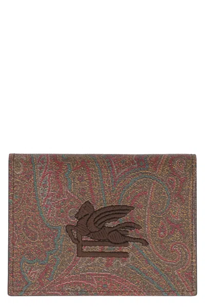 Etro Coated Canvas Wallet In Brown