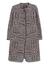 Etro Grey Boucl Jacquard Coat In Multi