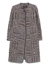 Etro Grey Boucl Jacquard Coat In Multi