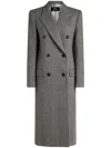 Etro Grey Long Double-breasted Coat With Chevron Motif