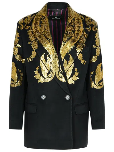 Etro Blazer In Black Cashmere Blend