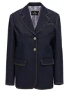 Etro Denim Blazer With Contrast Stitching And Front Pockets In Blue