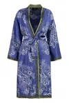 Etro Kesa Floral-print Silk Robe In Blue
