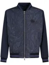 Etro Logo-embroidered Paisley-print Bomber Jacket In Blue