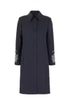 Etro Embroidered Gabardine Coat In Darkest Blue 3