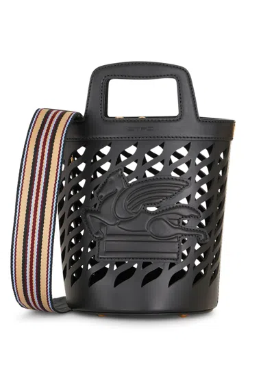 Etro Coffa Leather Bucket Bag In Black