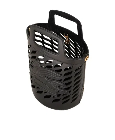 Etro Coffa Leather Bucket Bag In Black