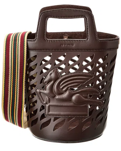 Etro Coffa Leather Bucket Bag In Brown
