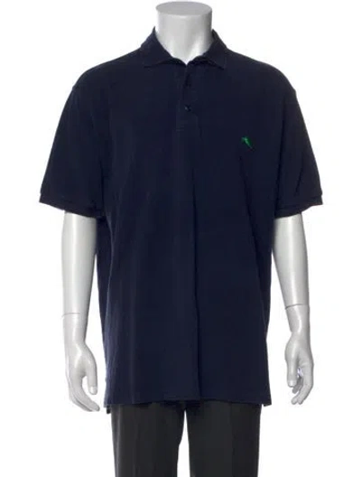 Pre-owned Etro Collar Short Sleeve Polo Shirt In Blue