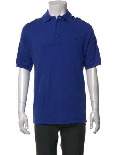 Pre-owned Etro Collar Short Sleeve Polo Shirt In Blue