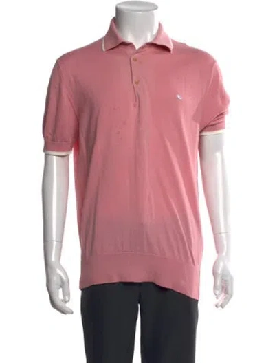Pre-owned Etro Collar Short Sleeve Polo Shirt In Pink