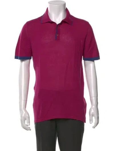 Pre-owned Etro Collar Short Sleeve Polo Shirt In Purple