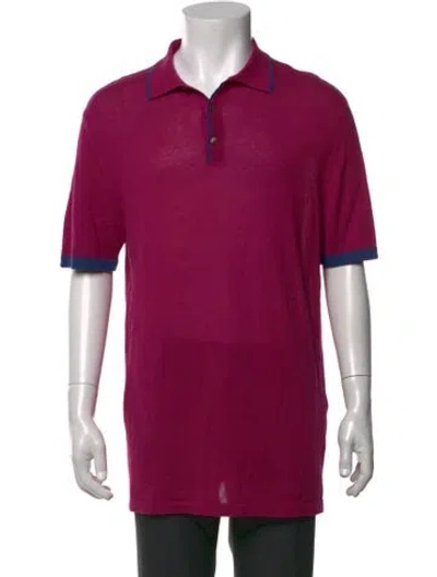 Pre-owned Etro Collar Short Sleeve Polo Sweater In Purple