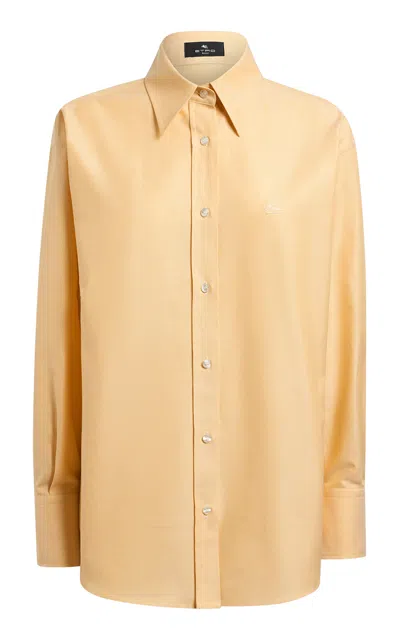 Etro Collared Cotton Shirt In Yellow