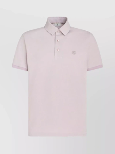 Etro Pegaso-embroidered Cotton Polo Shirt In Pink