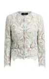 Etro Collarless Lace Jacket In Green