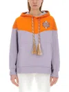 Etro Logo Embroidered Hooded Sweatshirt With Kangaroo Pocket In Multicolor