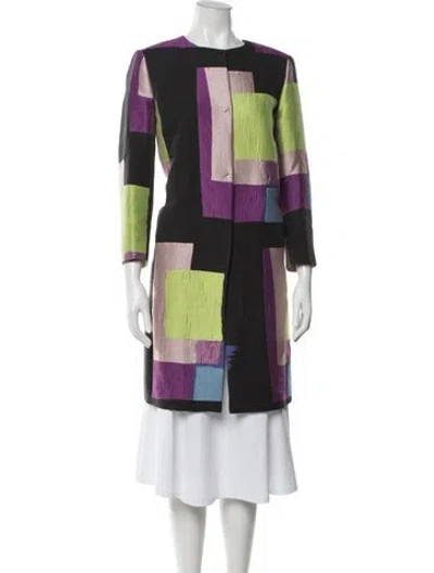 Pre-owned Etro Colorblock Pattern Coat In Purple