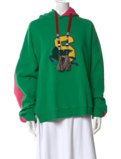 Pre-owned Etro Colorblock Pattern Crew Neck Hoodie In Green