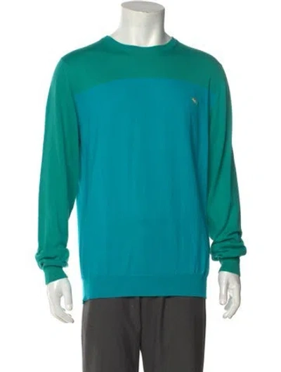 Pre-owned Etro Colorblock Pattern Crew Neck Pullover In Blue