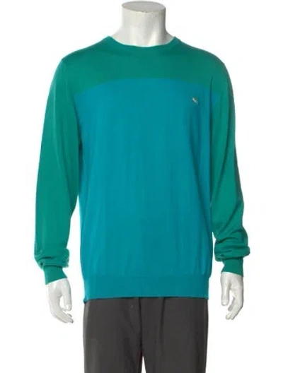 Pre-owned Etro Colorblock Pattern Crew Neck Pullover In Green