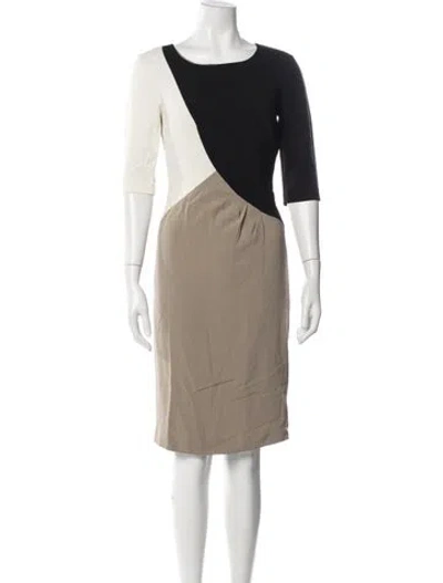 Pre-owned Etro Colorblock Pattern Knee-length Dress In Neutral