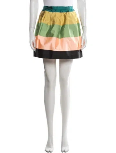 Pre-owned Etro Colorblock Pattern Mini Skirt In Green