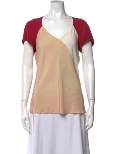Pre-owned Etro Colorblock Pattern V-neck Blouse In Neutrals