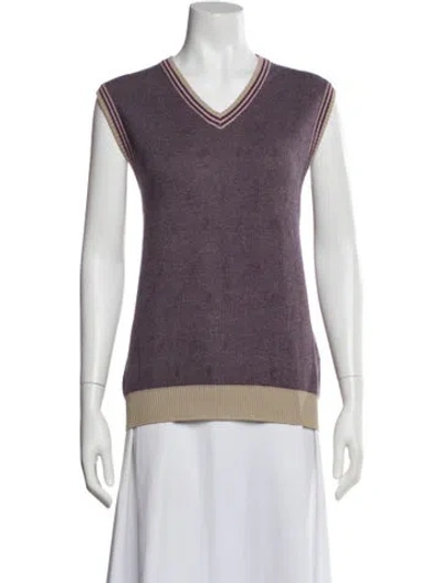 Pre-owned Etro Colorblock Pattern V-neck Sweater In White