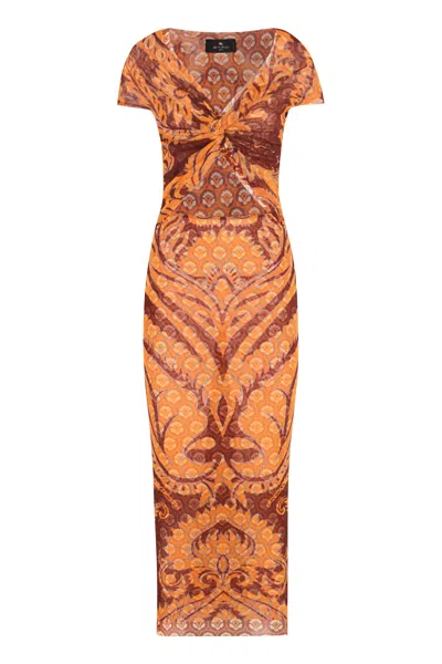 Etro Colorful Cut-out Dress For Women In Orange