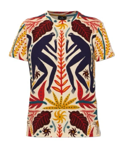 Etro Colorful Patterned Crew Neck Short-sleeved T-shirt In Multi