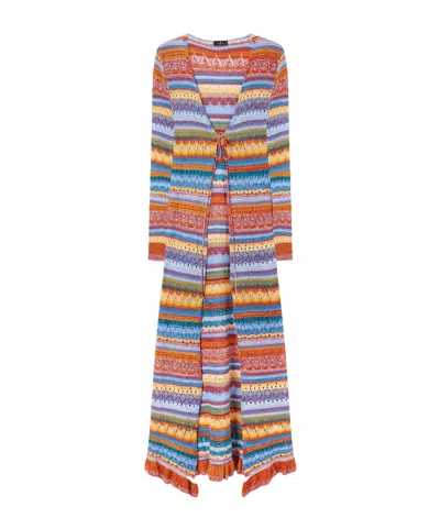 Etro Colorful Striped Knit Cardigan In Multi