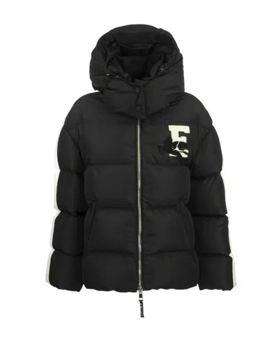 Etro Colour Block Down Jacket With  Logo