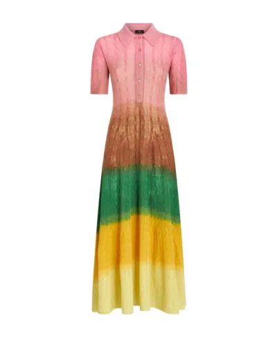 Etro Colour Shaded Wool Jersey Dress In Multi