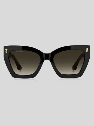 Etro Colour Stripes Sunglasses In Black