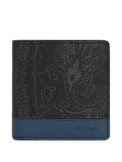 Etro Compact Arnica Wallet With Leather Insert In Blue