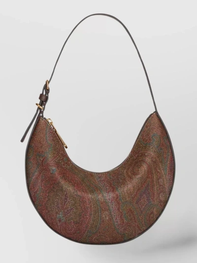 Etro Compact Cotton Jacquard Hobo Bag In Brown