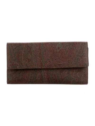 Pre-owned Etro Continental Wallet In Brown
