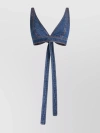 Etro Wraparound Denim Triangle Crop Top