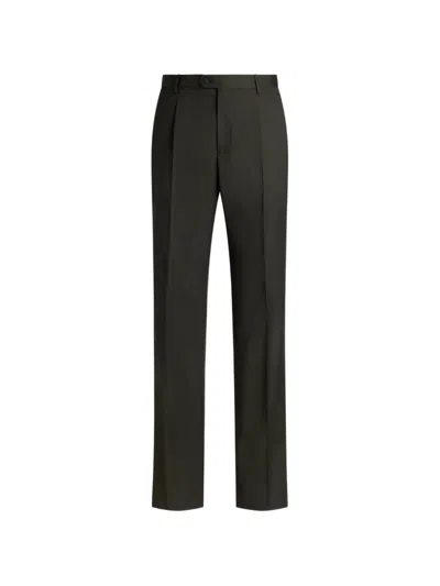 Etro Cool Wool Trousers With Crease Detail In Black
