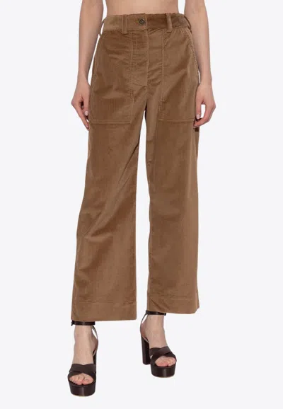 Etro Corduroy High-rise Pants In Brown