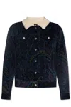 Etro Paisley-print Corduroy Jacket Giubbino In Blue