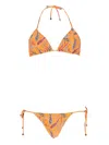 Etro Paisley-print Triangle Bikini In Orange