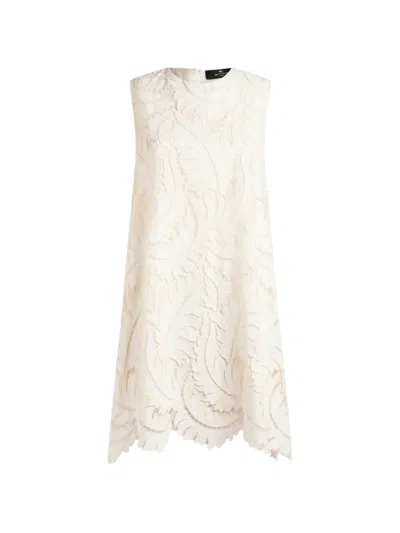 Etro Cotton A-line Mini Dress In White