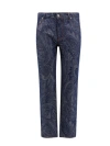 ETRO COTTON AND LINEN TROUSER WITH PAISLEY PRINT