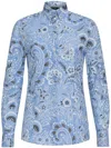 Etro Long-sleeved Button-up Floral Shirt In Blue